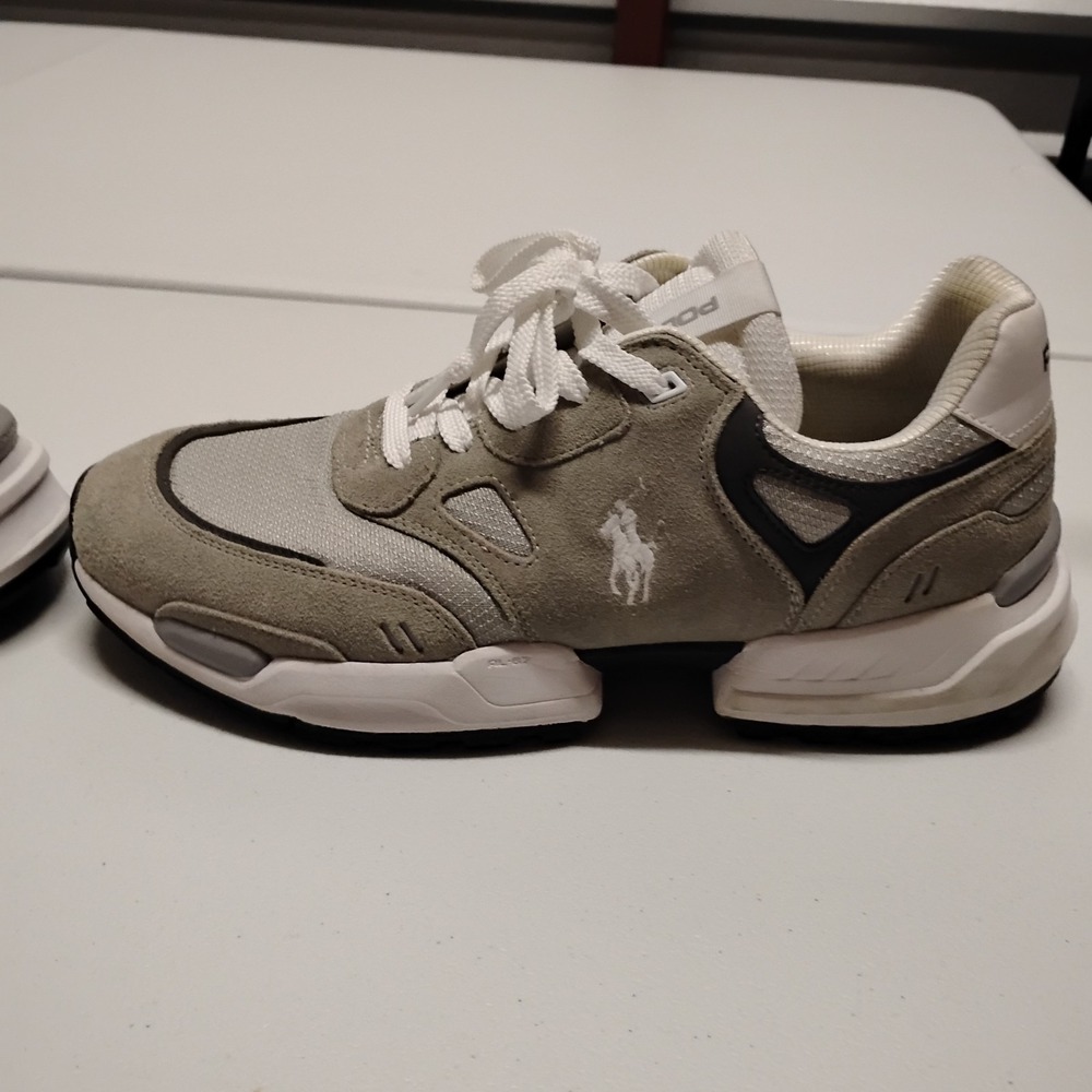 Polo Ralph Lauren Retro Jogger Sneakers Shoes Mens 12 Gray Suede Designer Pony